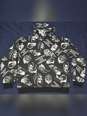 ASSHOLES LIVE FOREVER - REAPER Hooded Sweatshirt - Black & White - LARGE